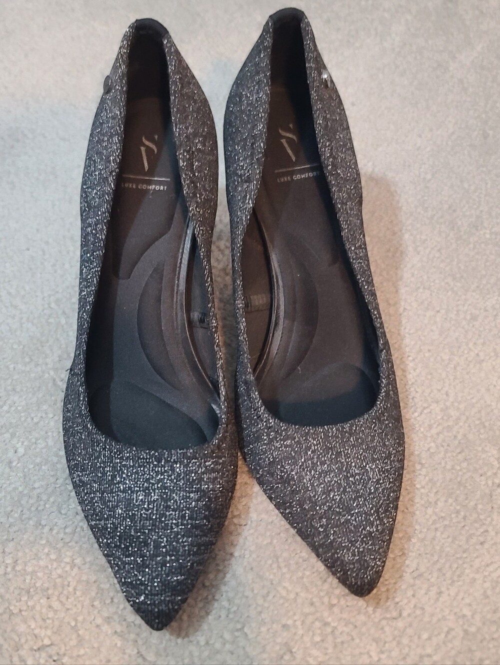 Simply Vera Black Silver Glitter High Heel Shoes Sz 8
